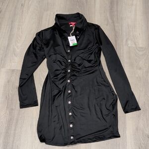 Guess Black Satin Button-Up Shirt